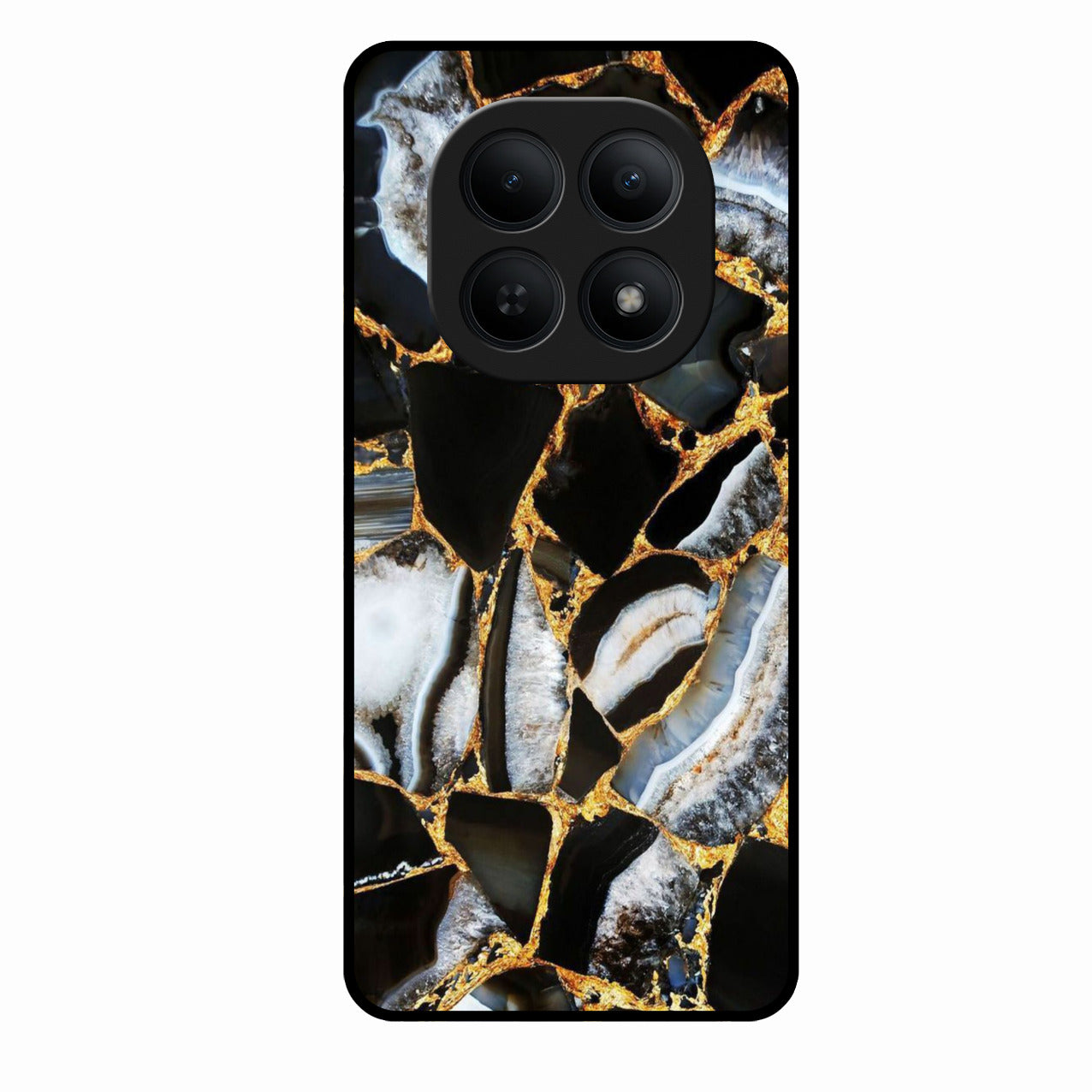 Black Gold Marble Glass Phone Case for Redmi Note 15 5G