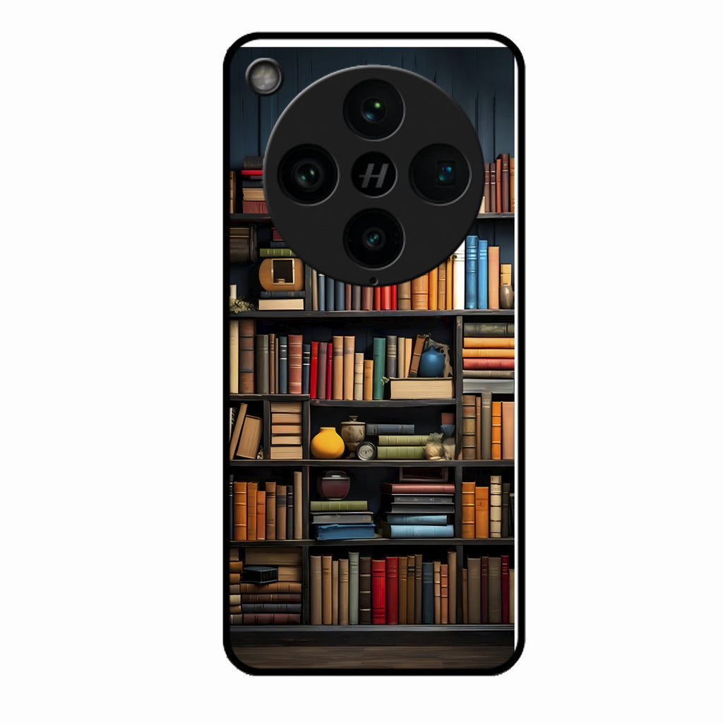 Colorful Bookshelf Art Glass Case Cover for Oppo Find X8 Pro 5G