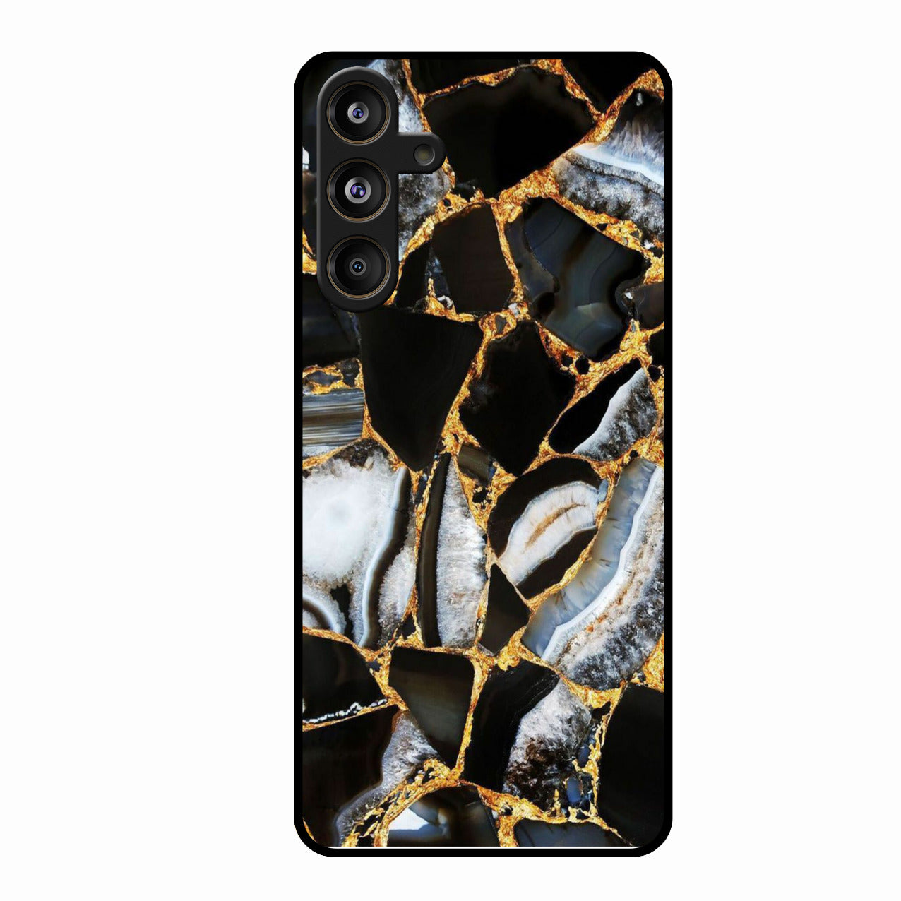 Black Gold Marble Glass Phone Case for Samsung Galaxy M55 5G