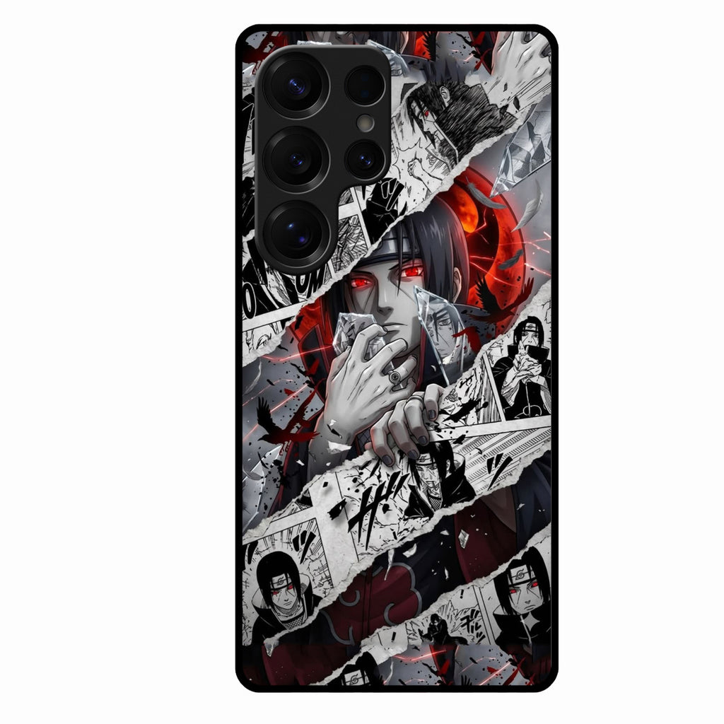 Itachi Uchiha Manga Collage Glass Phone Case for Samsung Galaxy S25 Ultra 5G
