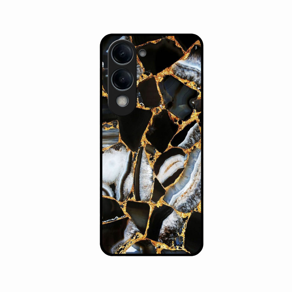 Black Gold Marble Glass Phone Case for iQOO Z10 Lite