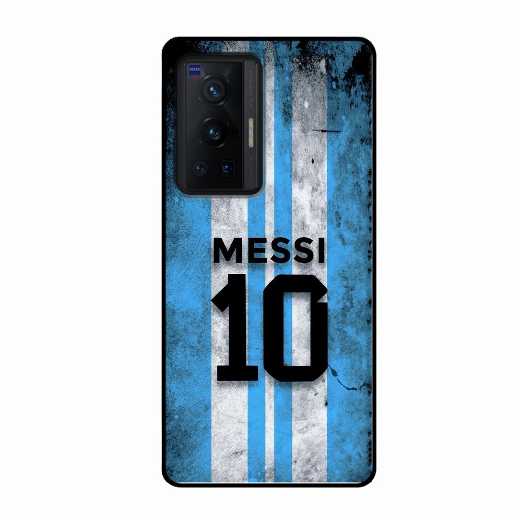 Blue Stripes Number 10 Football Glass Phone Case for Vivo X70 Pro 5G