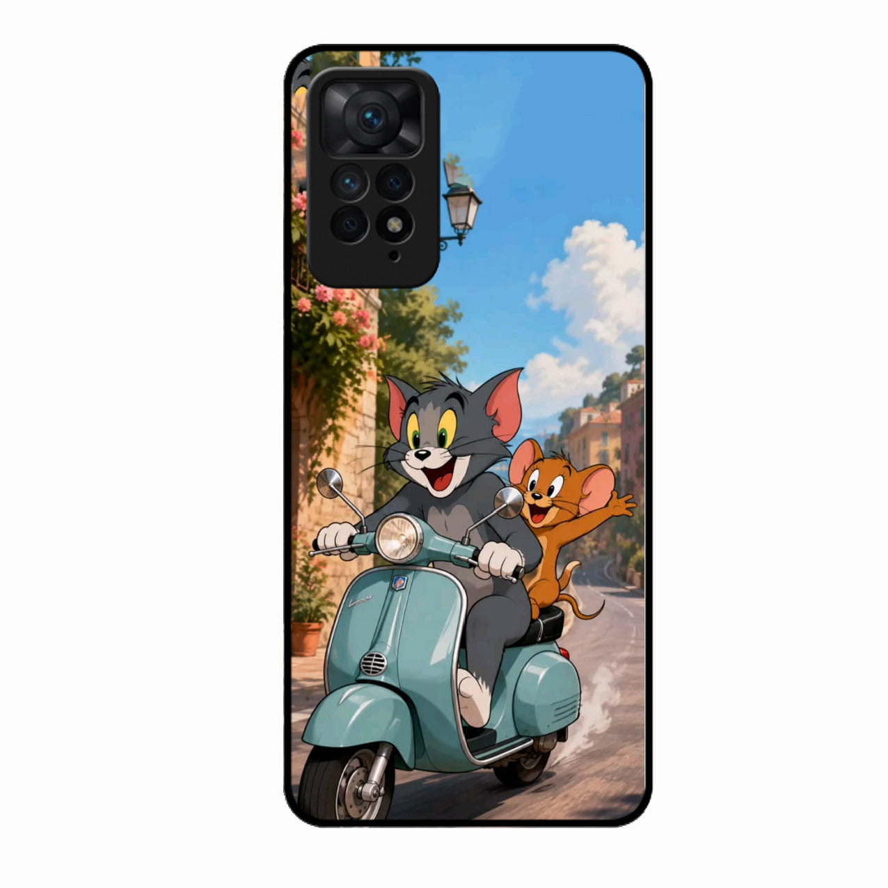 Cartoon Scooter Adventure Premium Glass Phone Case for Redmi Note 11 Pro 5G
