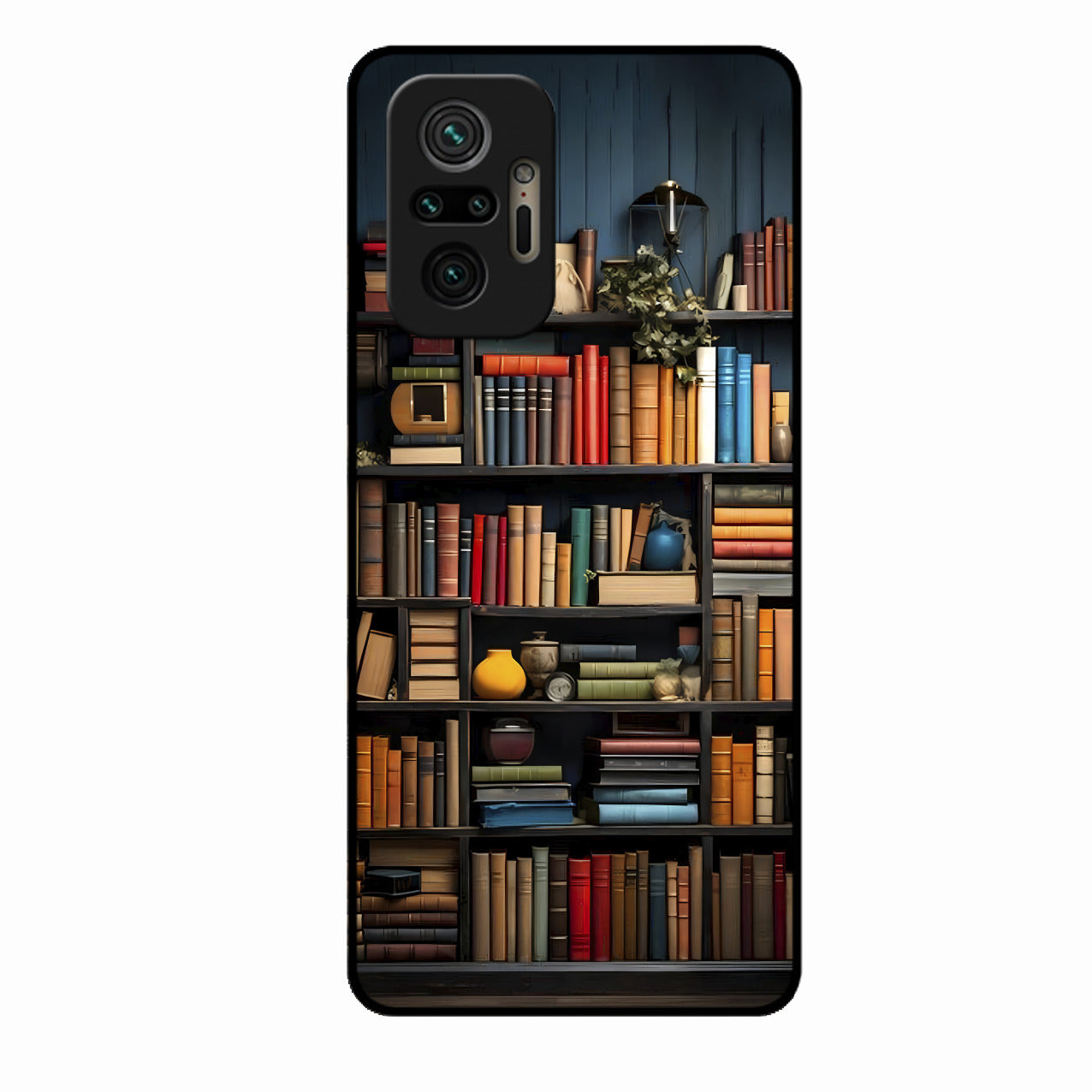 Colorful Bookshelf Art Glass Case Cover for Redmi Note 10 Pro