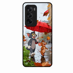 Rainy Day Cartoon Glass Phone Case for Oppo Reno 12 5G