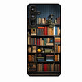Colorful Bookshelf Art Glass Case Cover for Samsung Galaxy F55 5G