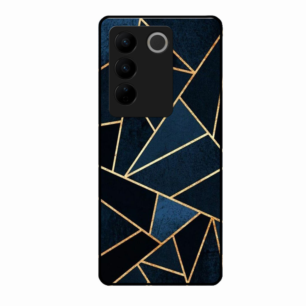 Midnight Gold Geometric Premium Glass Phone Case for Vivo V27 5G