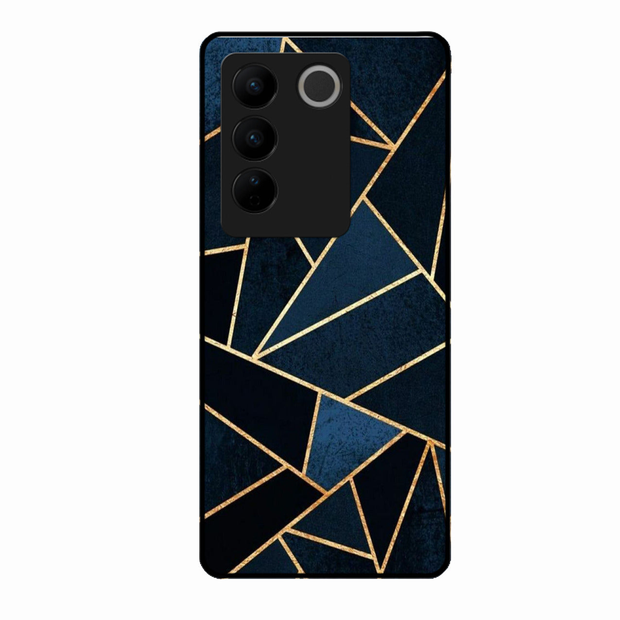 Midnight Gold Geometric Premium Glass Phone Case for Vivo V27 5G