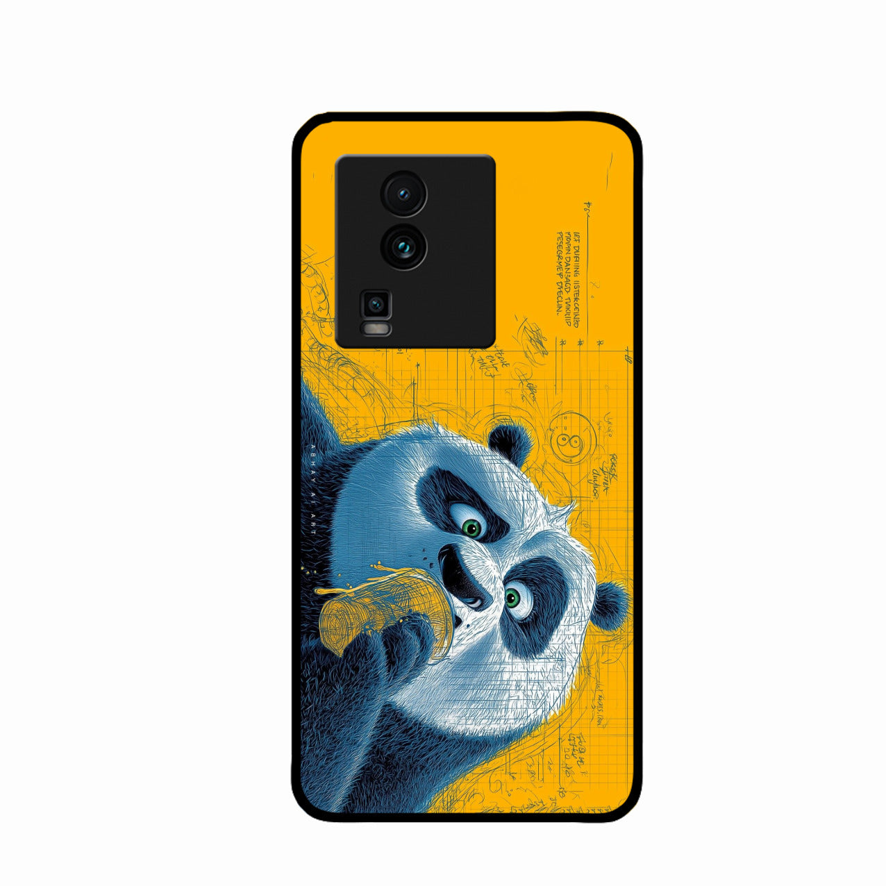 Cute Panda Sketch Premium Glass Phone Case for iQOO Neo 7 5G