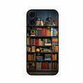Colorful Bookshelf Art Glass Case Cover for iPhone 16 Plus