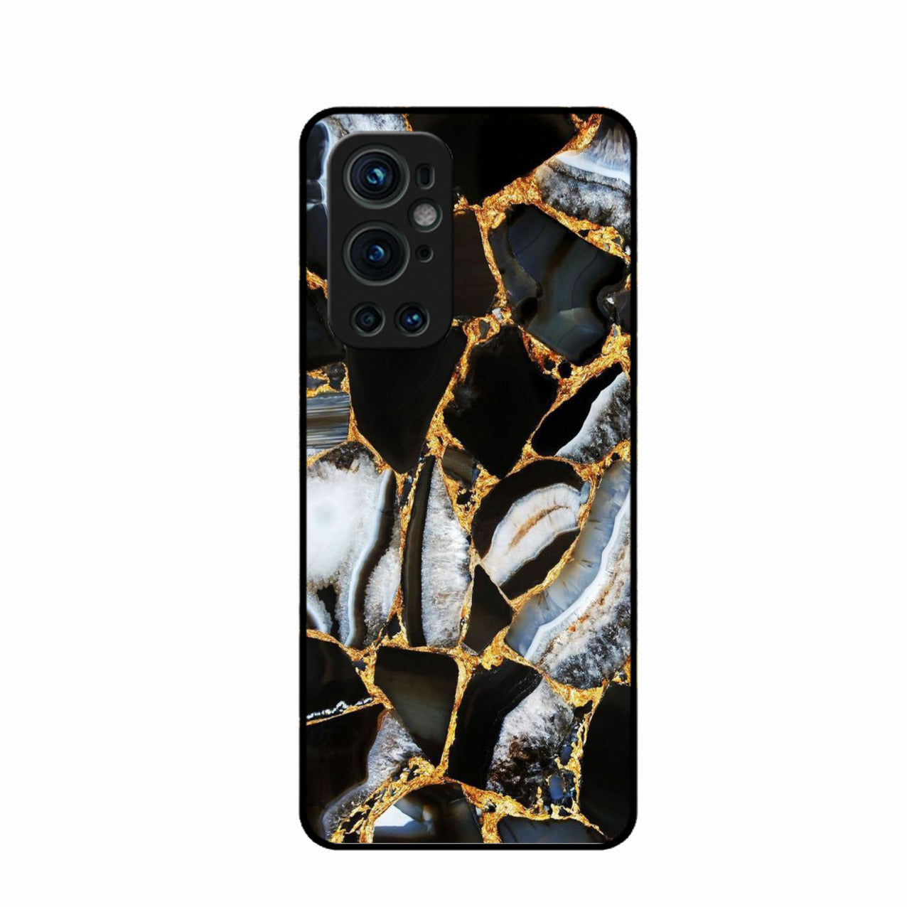 Black Gold Marble Glass Phone Case for Oneplus 9 Pro 5G