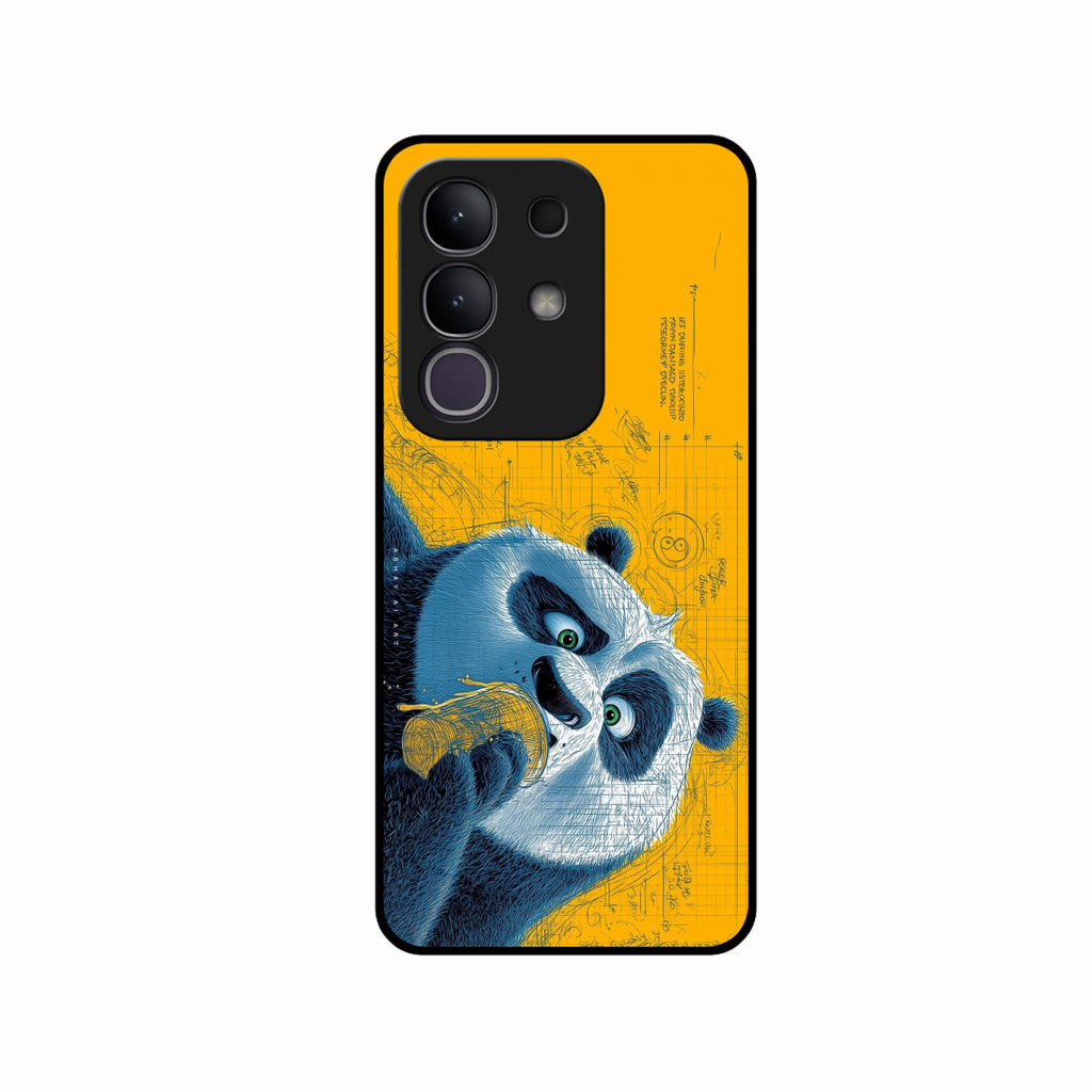 Cute Panda Sketch Premium Glass Phone Case for iQOO Z10x 5G