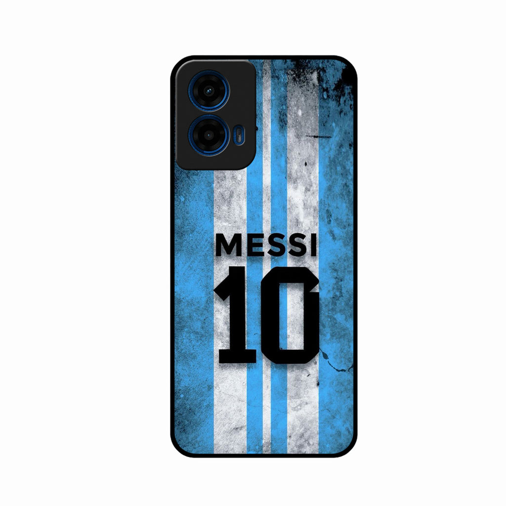 Blue Stripes Number 10 Football Glass Phone Case for Motorola G45 5G