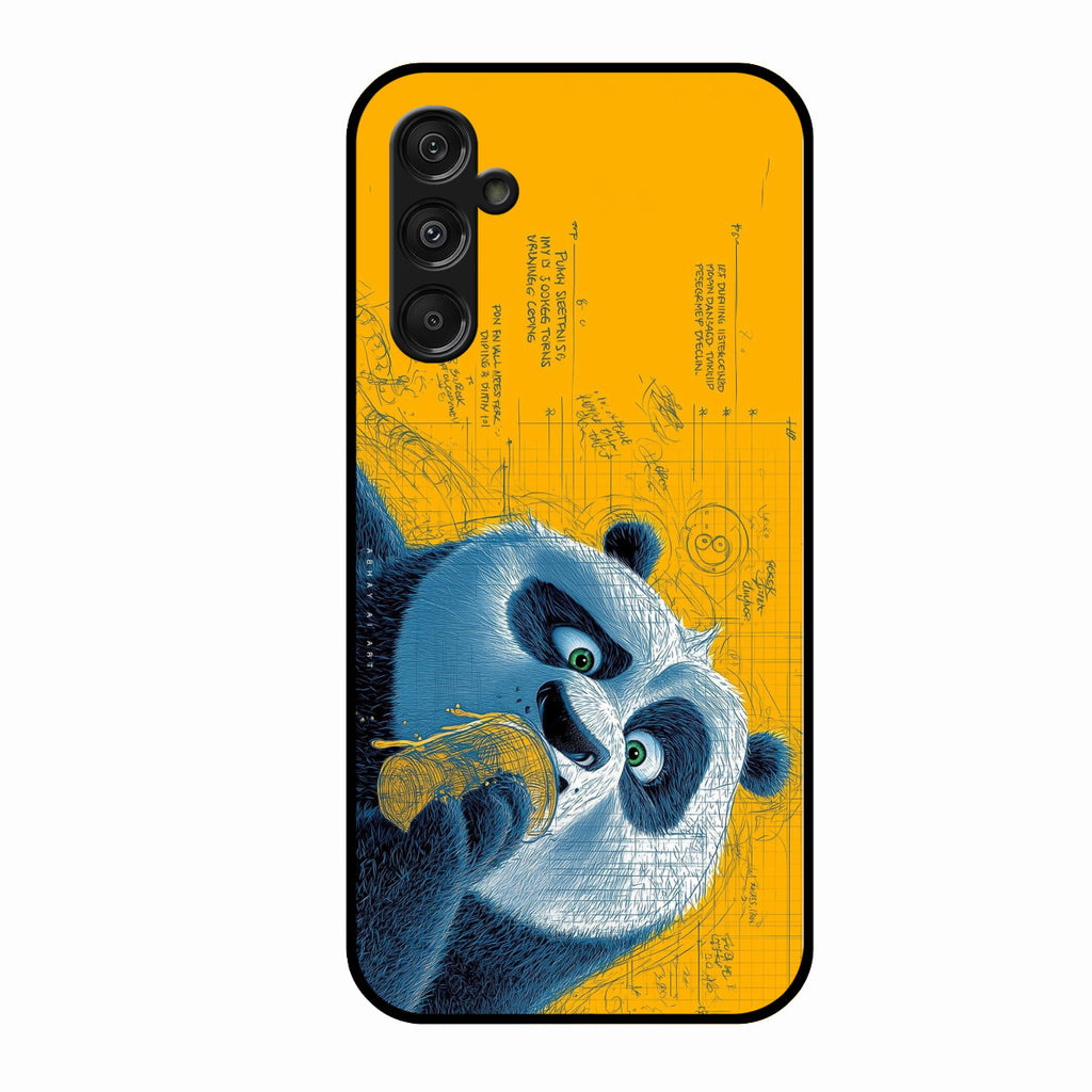 Cute Panda Sketch Premium Glass Phone Case for Samsung Galaxy M34 5G