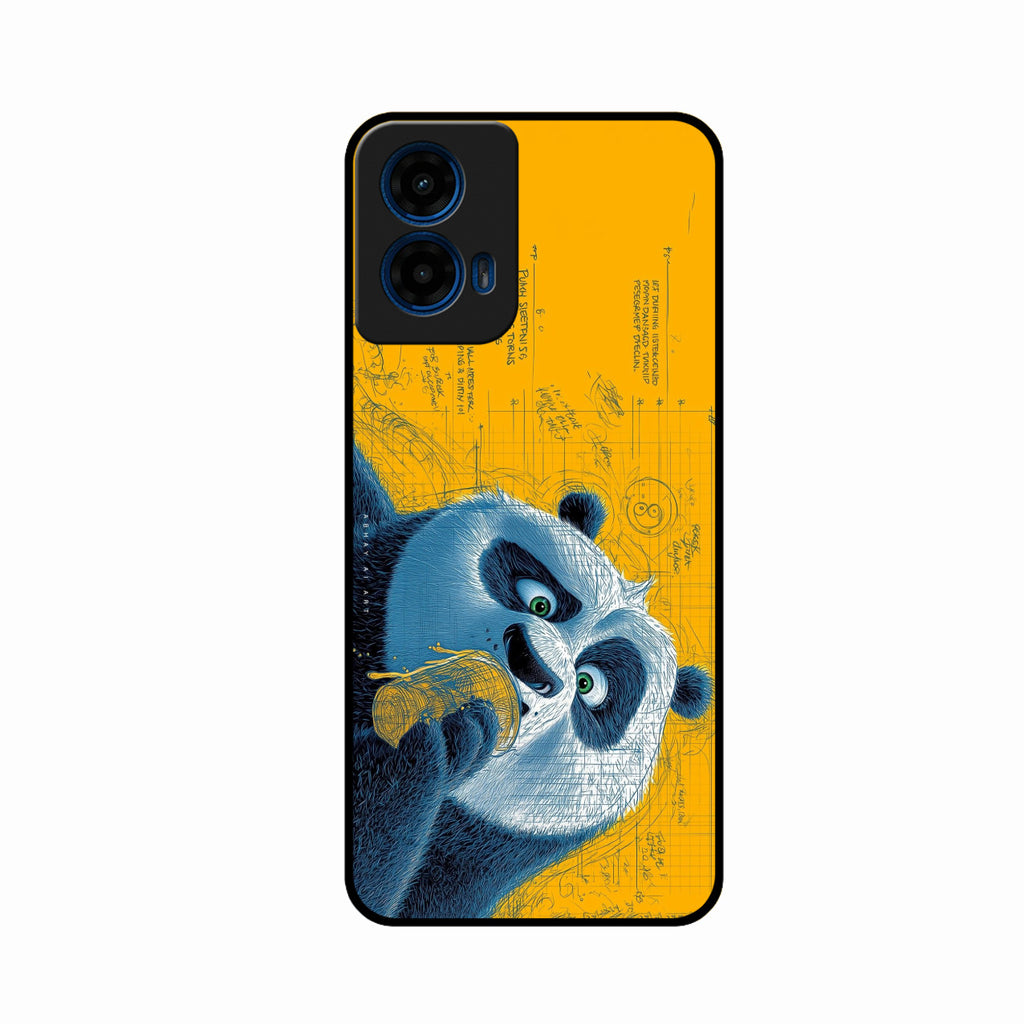 Cute Panda Sketch Premium Glass Phone Case for Motorola G45 5G