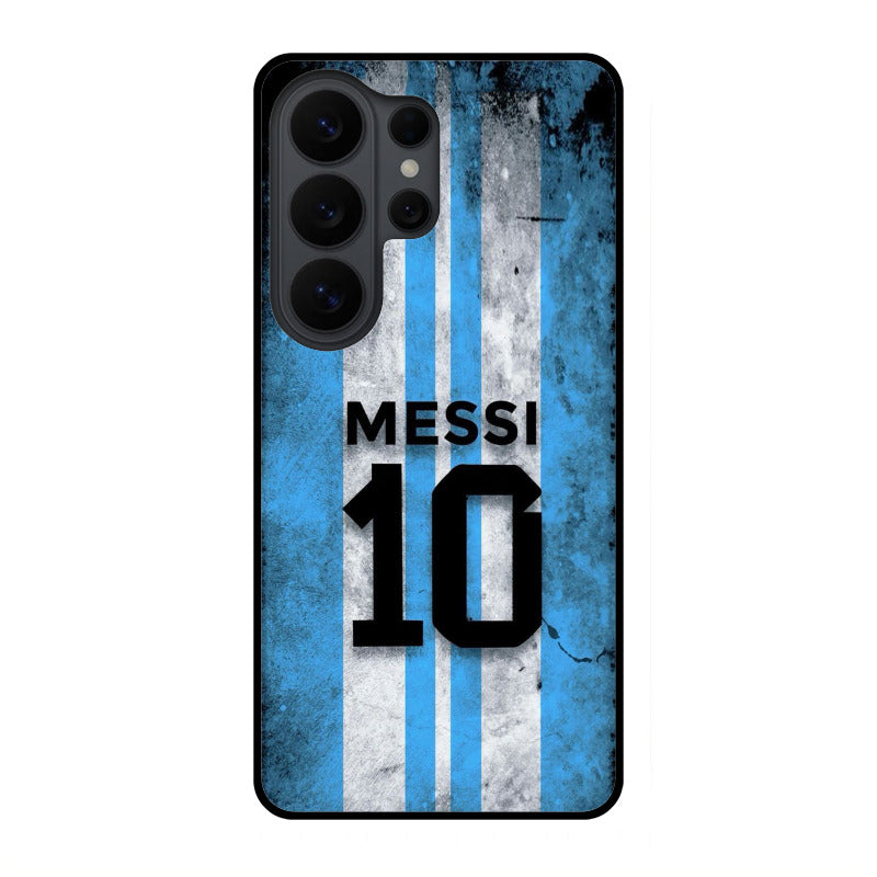 Blue Stripes Number 10 Football Glass Phone Case for Samsung Galaxy S26 Ultra 5G