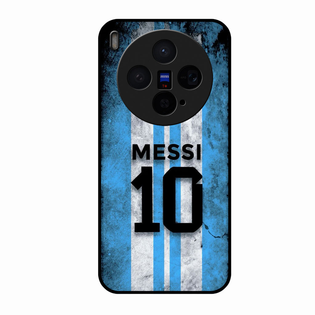 Blue Stripes Number 10 Football Glass Phone Case for Vivo X300 5G