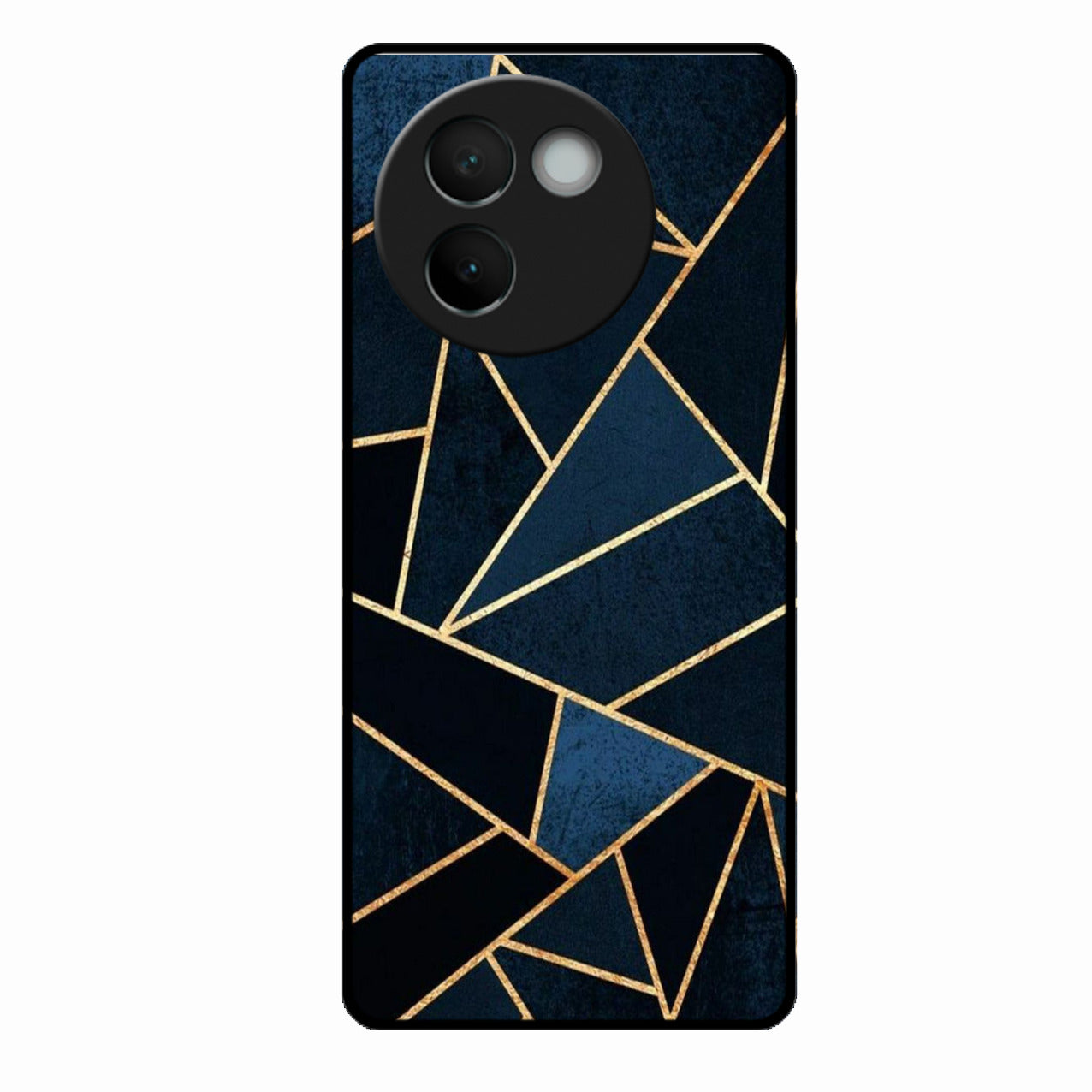 Midnight Gold Geometric Premium Glass Phone Case for Vivo V30E 5G