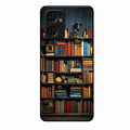Colorful Bookshelf Art Glass Case Cover for Oppo Reno 7 5G