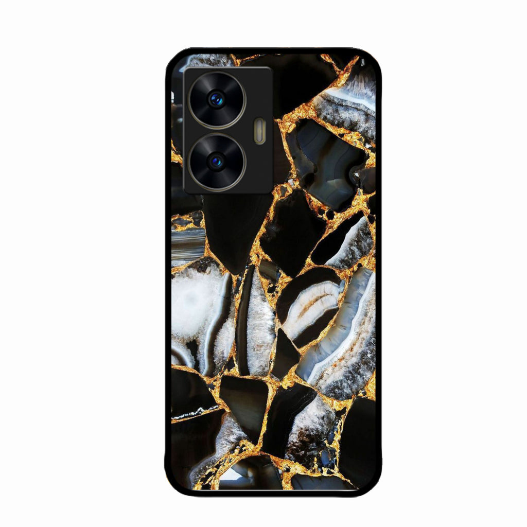 Black Gold Marble Glass Phone Case for Realme C55