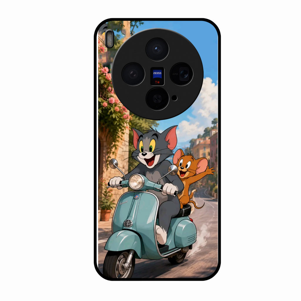 Cartoon Scooter Adventure Premium Glass Phone Case for Vivo X300 5G