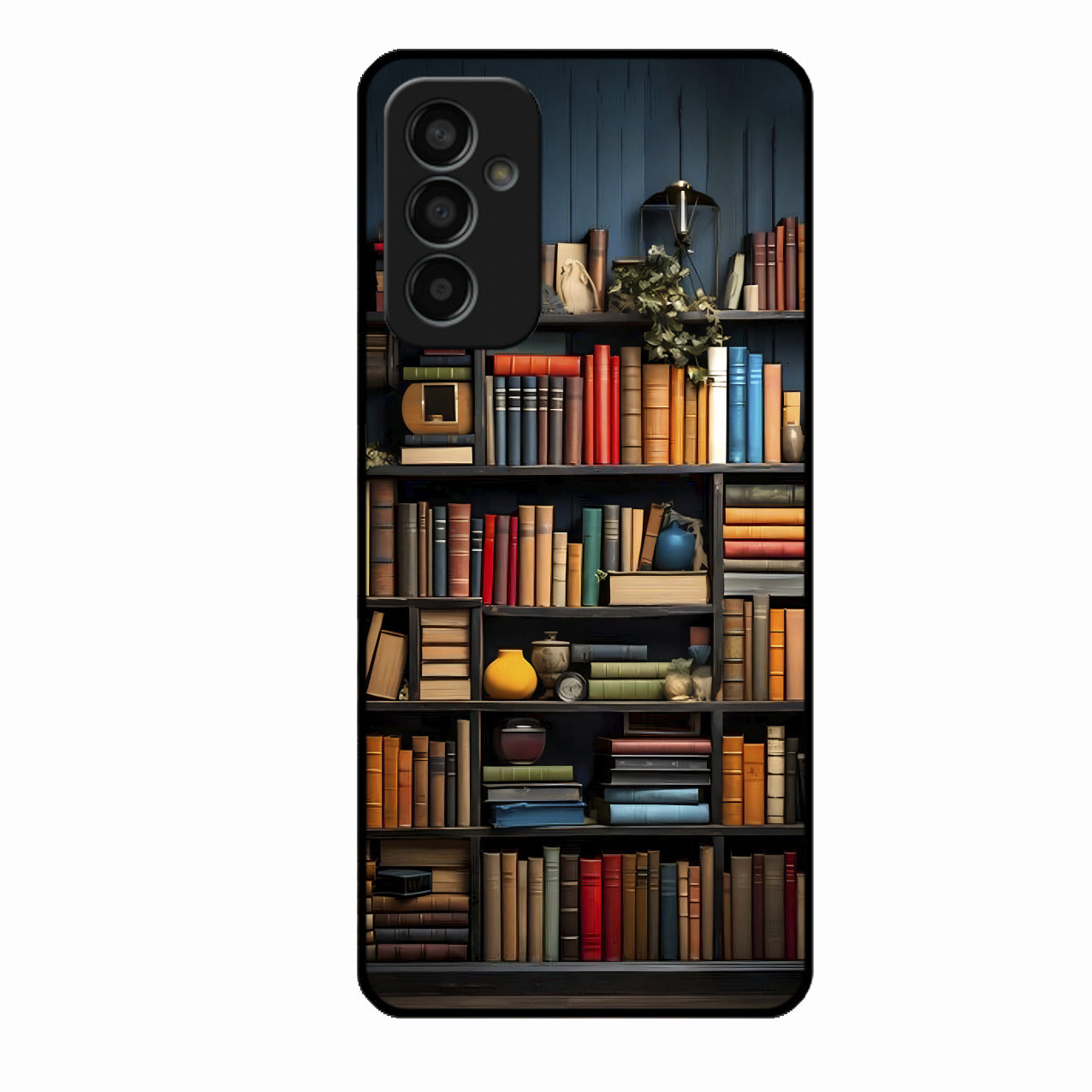 Colorful Bookshelf Art Glass Case Cover for Samsung Galaxy F13