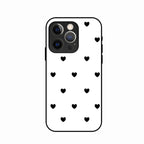 Heart Pattern White Glass Case Cover for iPhone 14 Pro Max