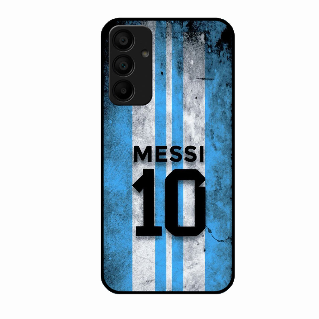 Blue Stripes Number 10 Football Glass Phone Case for Samsung Galaxy A15 5G