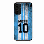 Blue Stripes Number 10 Football Glass Phone Case for Samsung Galaxy A15 5G