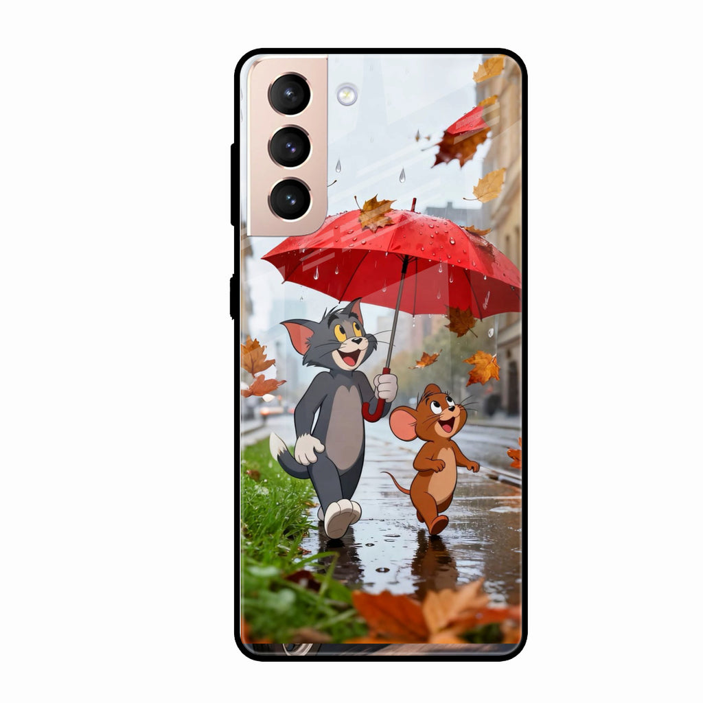 Rainy Day Cartoon Glass Phone Case for Samsung Galaxy S21 Fe 5G