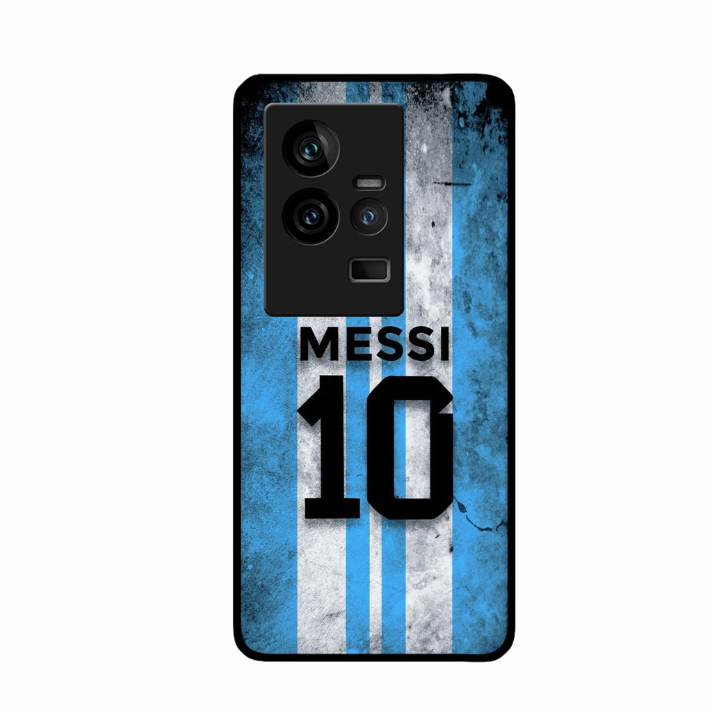 Blue Stripes Number 10 Football Glass Phone Case for iQOO 11 5G