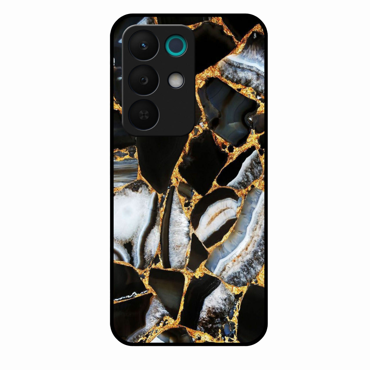 Black Gold Marble Glass Phone Case for Realme 15X 5G