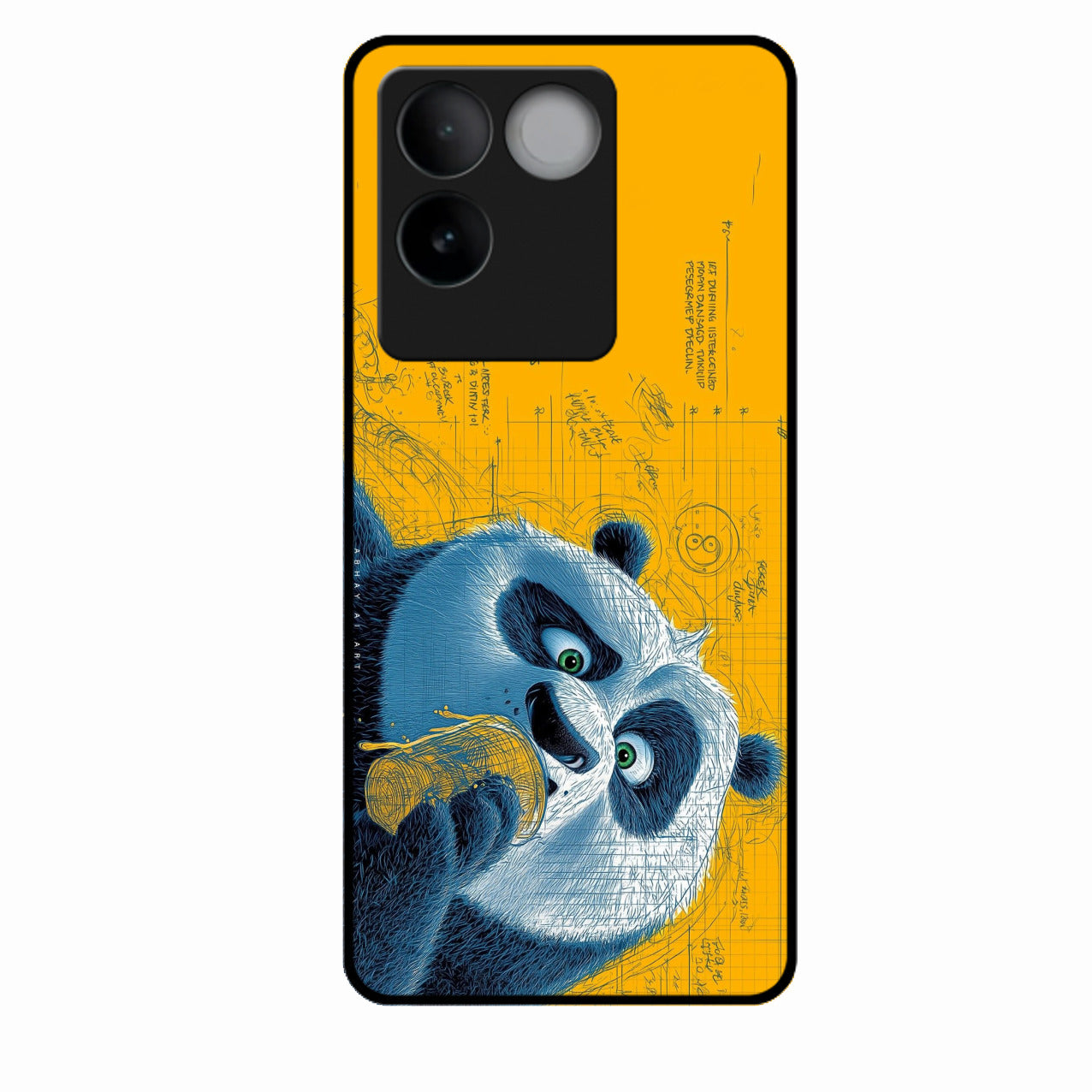 Cute Panda Sketch Premium Glass Phone Case for Vivo T2 Pro 5G