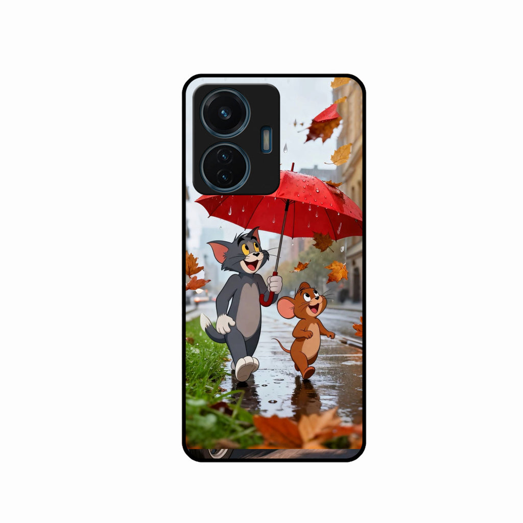 Rainy Day Cartoon Glass Phone Case for iQOO Z6 Lite 5G