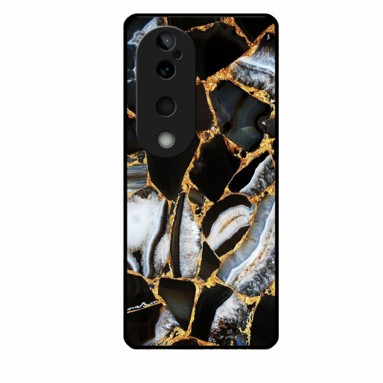 Black Gold Marble Glass Phone Case for Vivo T3 Ultra