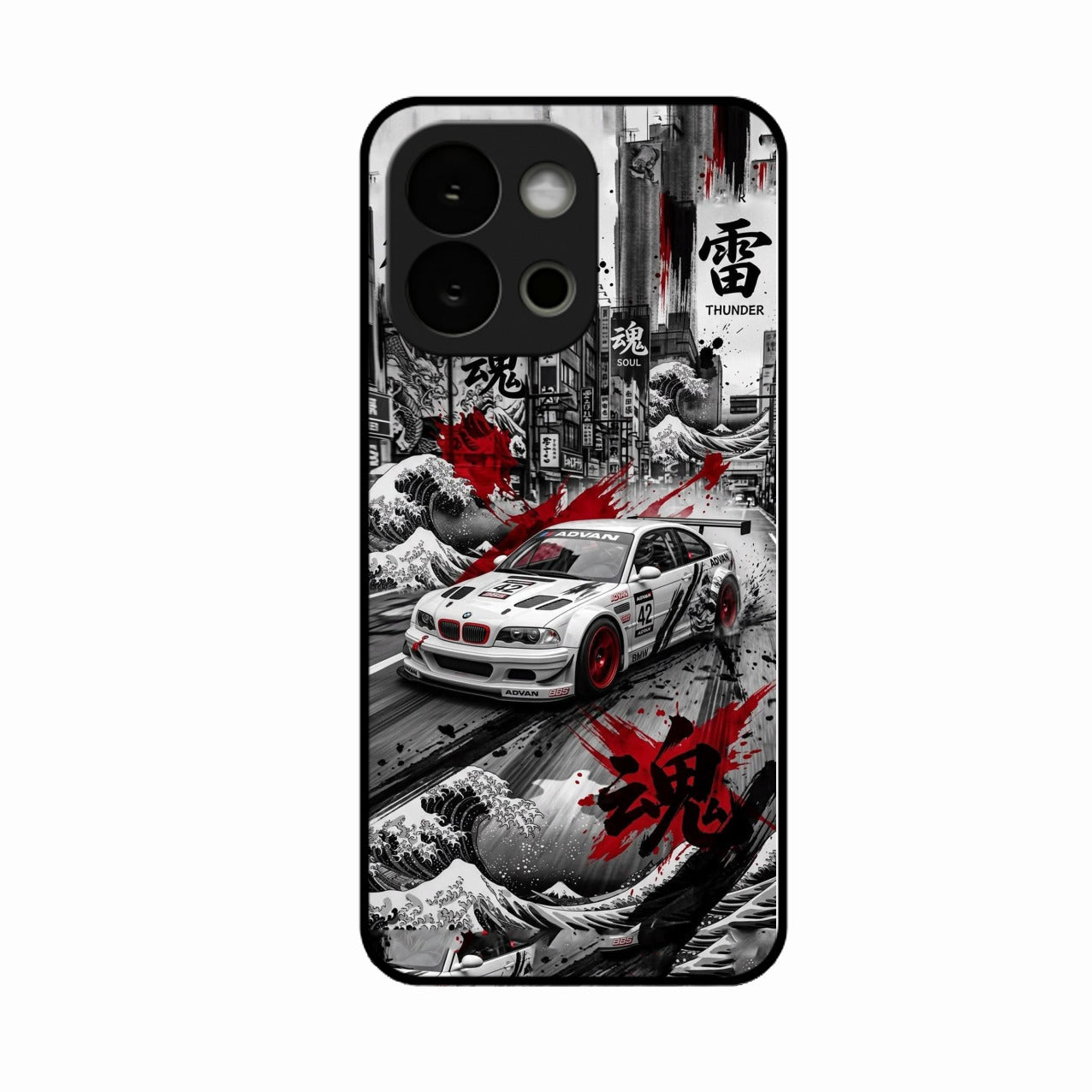 Japanese Wave Drift Racing Premium Glass Phone Case for Oneplus 13S 5G