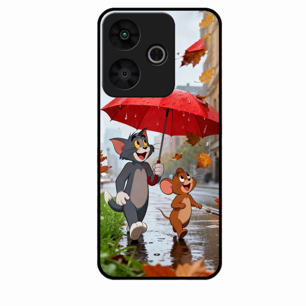 Rainy Day Cartoon Glass Phone Case for Redmi 13 5G