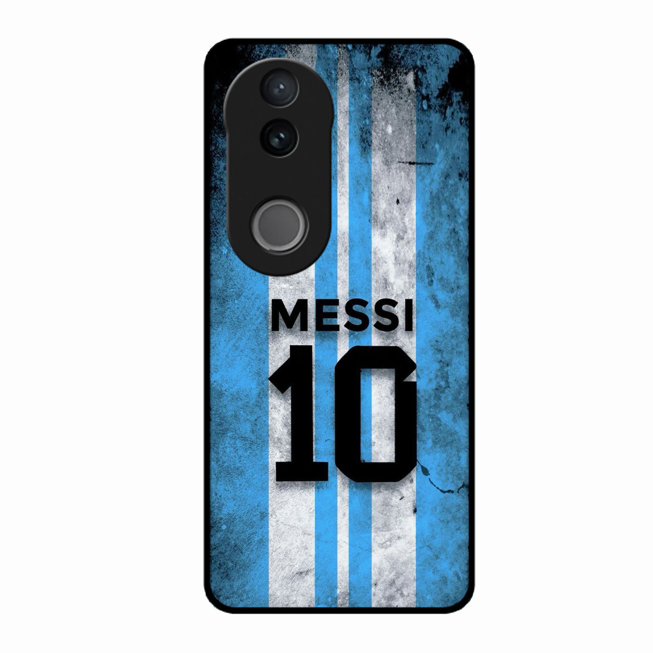 Blue Stripes Number 10 Football Glass Phone Case for Vivo V50E 5G