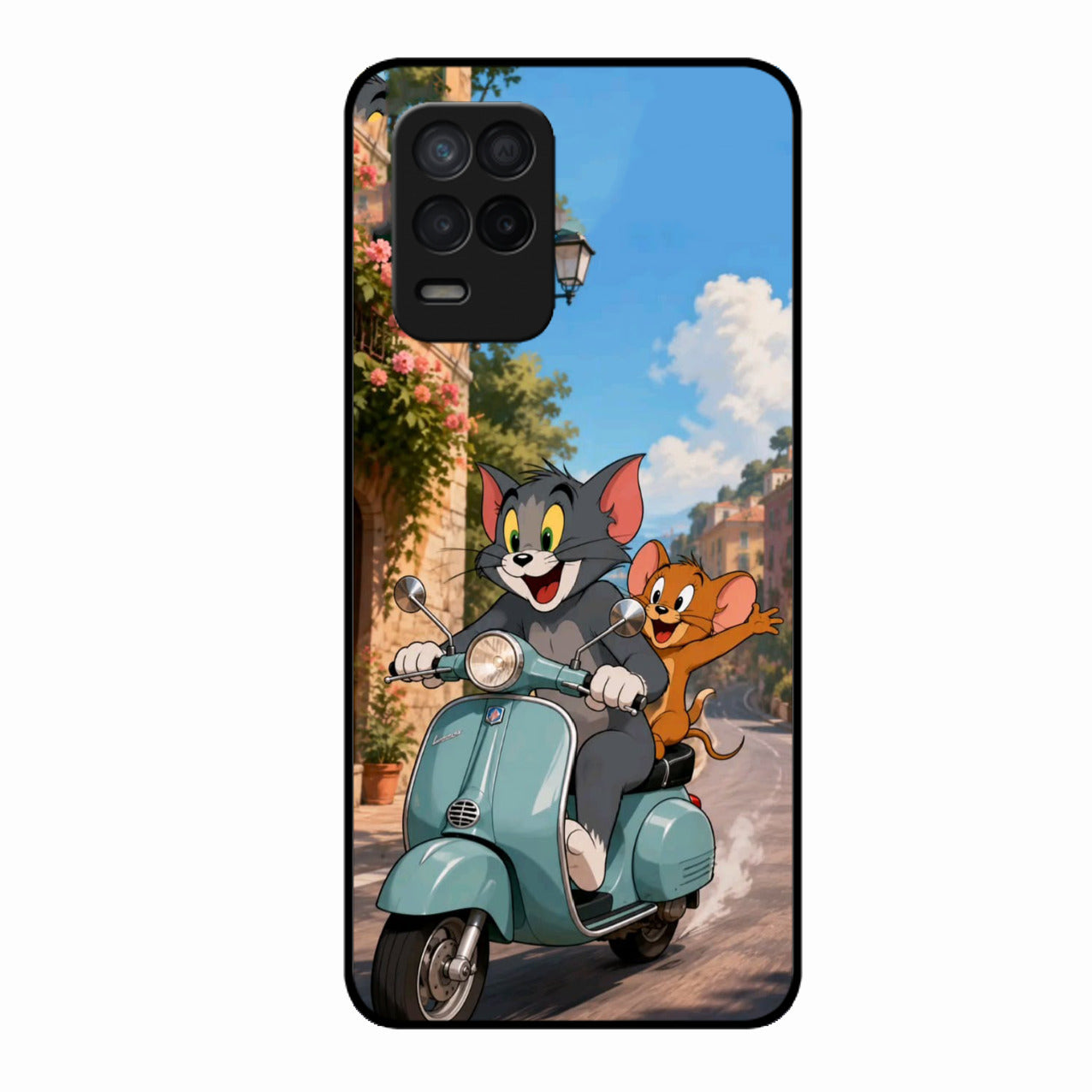 Cartoon Scooter Adventure Premium Glass Phone Case for Realme 8 5G