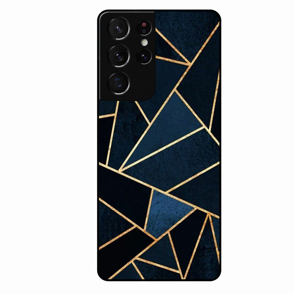 Midnight Gold Geometric Premium Glass Phone Case for Samsung Galaxy S21 Ultra