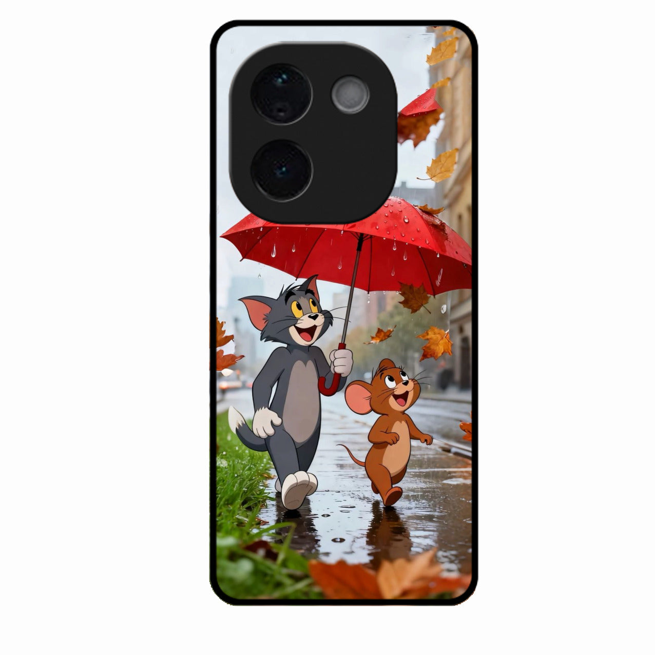 Rainy Day Cartoon Glass Phone Case for Vivo T3 Pro 5G