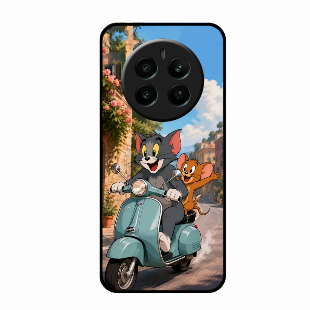 Cartoon Scooter Adventure Premium Glass Phone Case for Realme Narzo 70 5G
