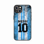 Blue Stripes Number 10 Football Glass Phone Case for iPhone 14