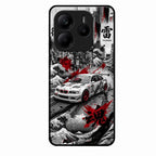 Japanese Wave Drift Racing Premium Glass Phone Case for Redmi Note 14 5G