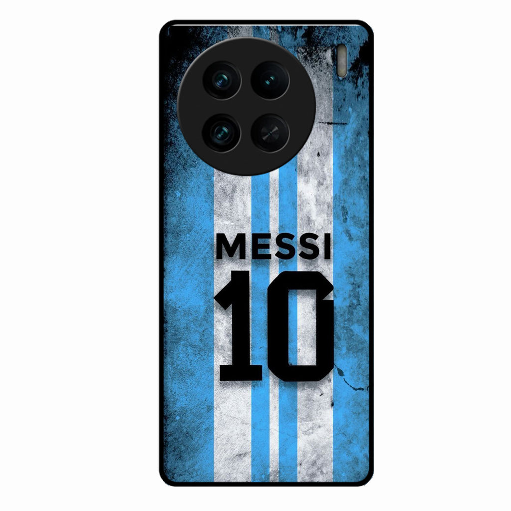 Blue Stripes Number 10 Football Glass Phone Case for Vivo X90 Pro 5G