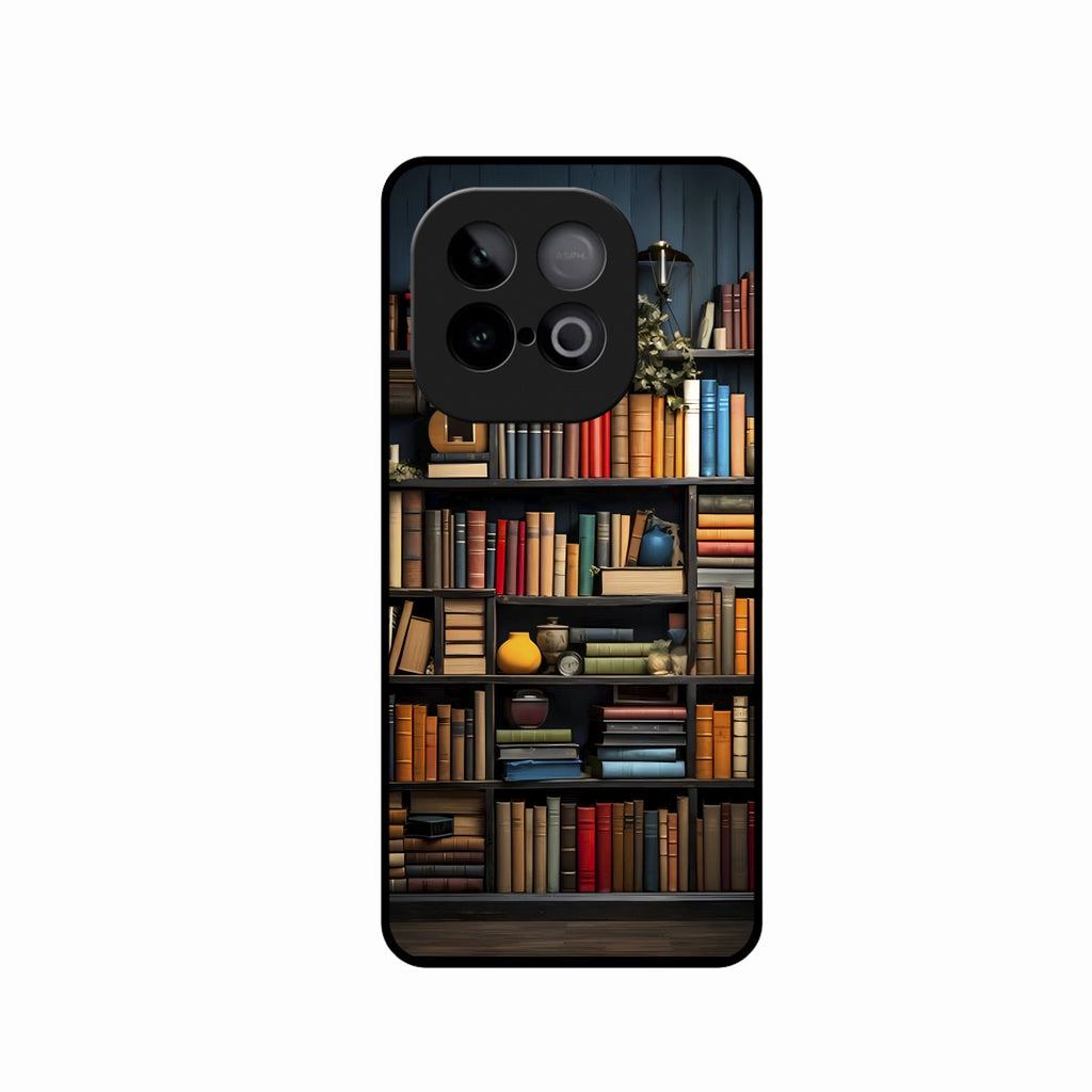 Colorful Bookshelf Art Glass Case Cover for iQOO Neo 10 5G