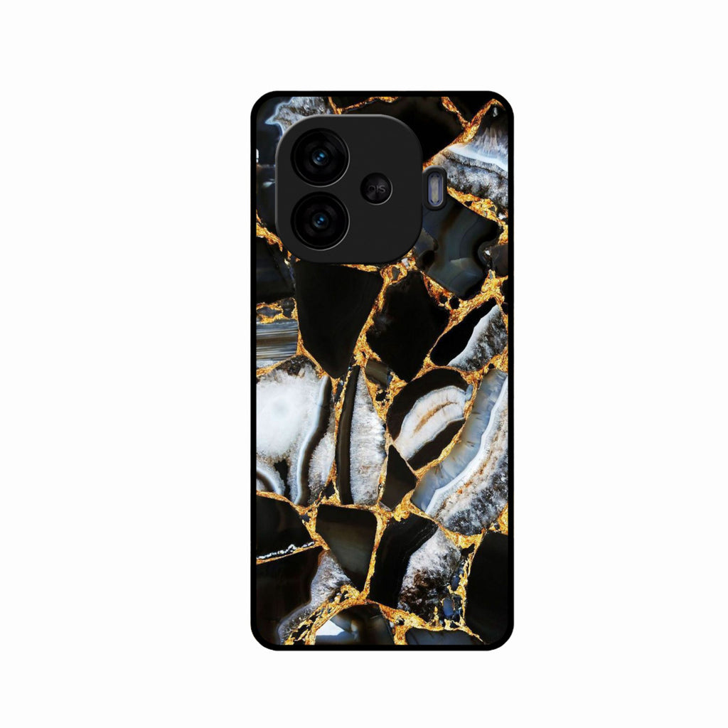 Black Gold Marble Glass Phone Case for iQOO Neo 10R 5G
