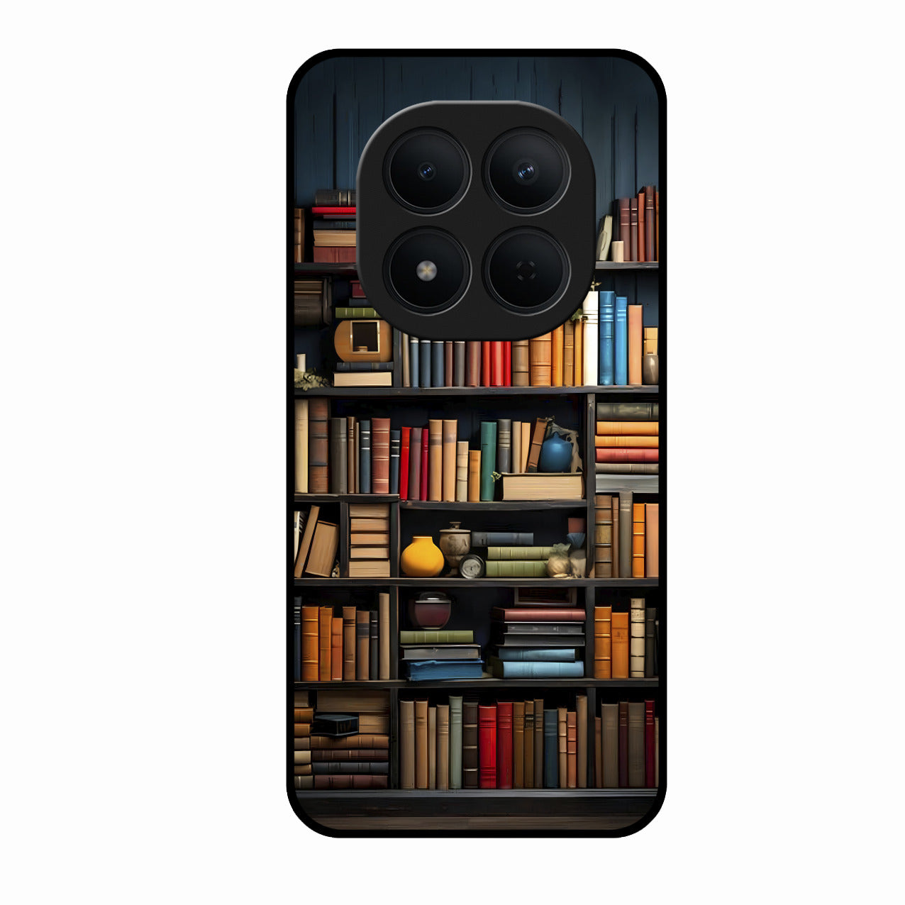 Colorful Bookshelf Art Glass Case Cover for Redmi Note 15 Pro 5G
