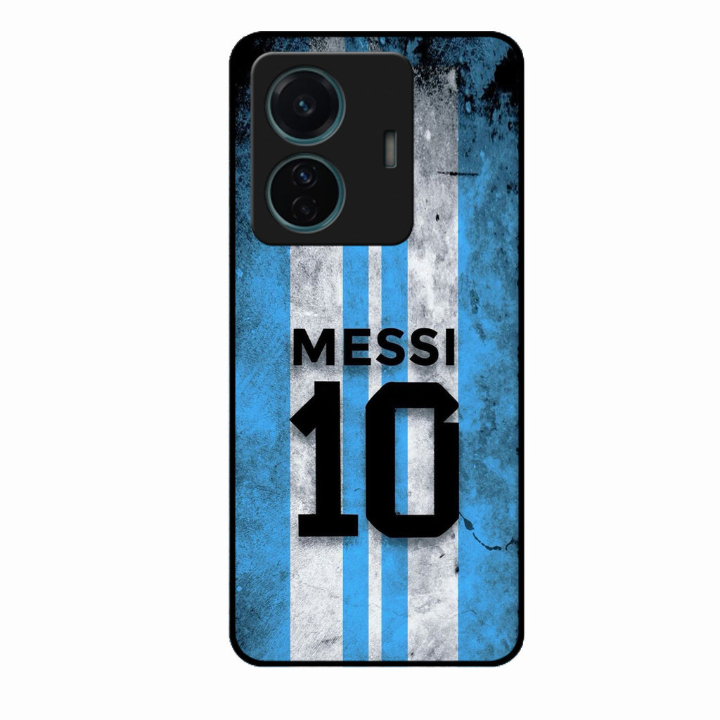 Blue Stripes Number 10 Football Glass Phone Case for Vivo T1 Pro 5G