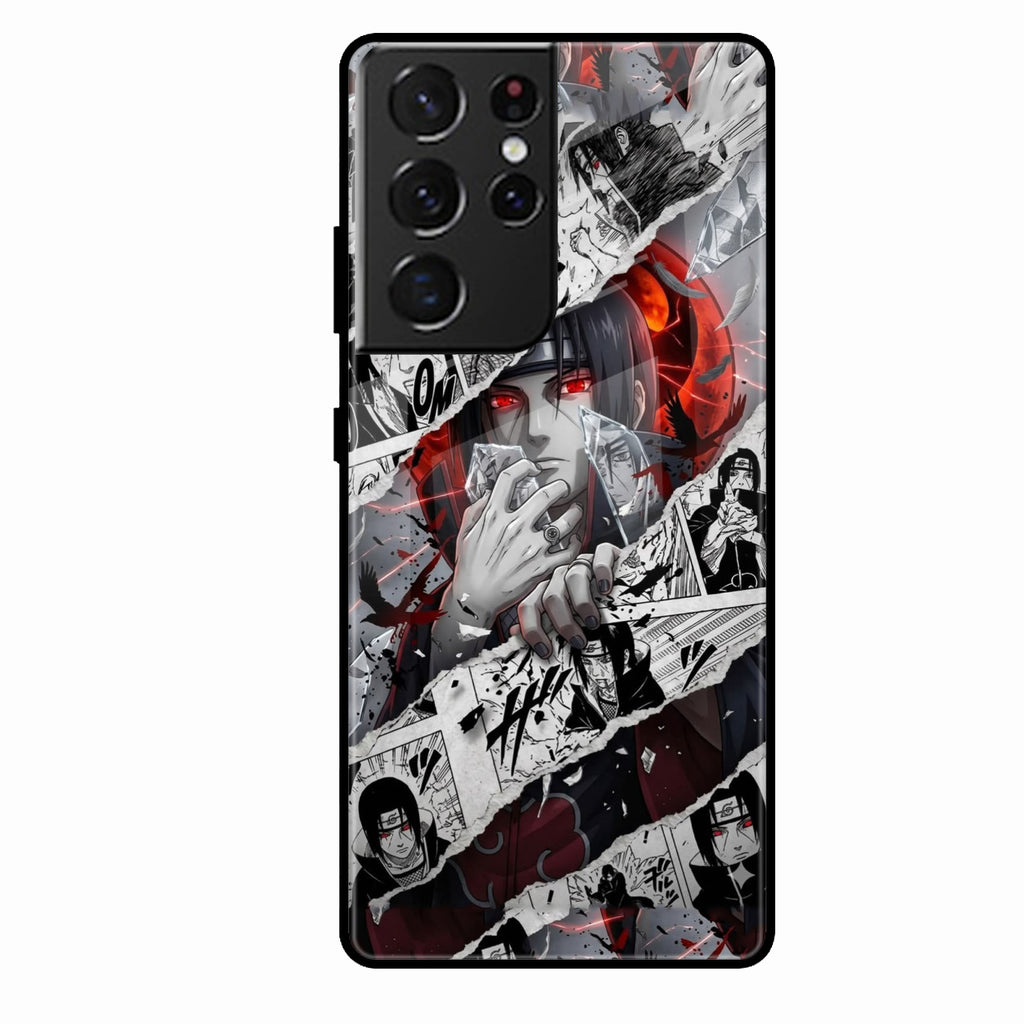 Itachi Uchiha Manga Collage Glass Phone Case for Samsung Galaxy S22 Ultra 5G